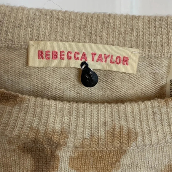 EUC REBECCA TAYLOR BEIGE LEOPARD PRINT SWEATER SIZE MEDIUM - Picture 3 of 8